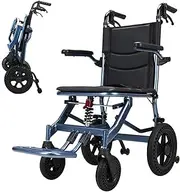 Aluminum Folding Wheelchair for Adults, Foldable armrests and Removable footrests, Height Adjustable Handle, Light Weight, Suitable for Elderly and Disabled People