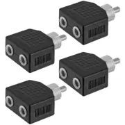 4 Pcs RCA Male to 2 Dual 3.5mm Mono Female Y Splitter Audio Adapter Converter