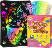 Rainbow Scratch Paper Sets: 60pcs Magic Art Craft Scratch Off Papers Supplies