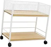 Yajuyi Under Desk File Holder with Mesh Shelf, Compact Rack for Bedroom and Pantry Use, White with Wheel, as described