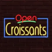 NEW "OPEN CROISSANTS" w/BORDER 33x18 INCH LED FLEX WINDOW/WALL INDOOR SIGN 35491