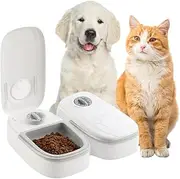 Automatic Cat Feeder - 2-Meal Pet Feeder for Small Dogs - Dry and Wet Food Dispenser for Cats, 48-Hours Timer