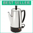 Classic 6-Cup Manual Coffee Percolator with Drip-Free Spout & Keep-Warm Feature