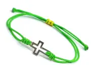 Stylish Christian string cross green cord adjustable bracelet