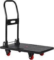 Car End Pipes Hand Carts Trolleys Foldable Flatbed Handling Vehicle Silent Cargo Pulling Household Material Handling Tools Heavy Hand Truck(67x42cm-130kg)