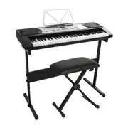61 Keys Electronic Piano Keyboard Digital Electric w/ Stand Stool Silver