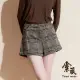 【TOWN’WEAR 棠葳】休閒格紋毛呢口袋短褲(女下身/女下著/英倫風/鑽飾)