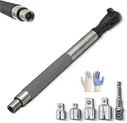 Offset Extension Wrench Impact, Cordless Ratchet Wrench Set with Socket Extender, 1/2-Inch Electric Drill Adapter, 4 Conversion Adaptersmulti-size Matraca De Impacto, for Tight Spaces (Black)
