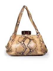 Brown Python Clasp Shoulder Bag