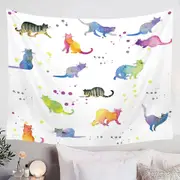 Colorful Water colored Cats Tapestry