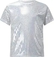 [Aislor] Kids Boys Girls Metallic Jazz Hip Hop Dance T-Shirt Tops Shiny Short Sleeve Shirts Party Disco Costume Dancewear