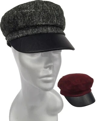 Womens cut and Sewn Chenille lWool Plaid Cadet Cap fall winter hat snap