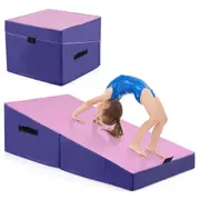 Costway 2-Fold Gymnastics Mat Floor Exercise Yoga Mat Tumbling Mat Aerobics Stretching Pink