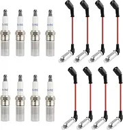 16PCS Spark Plugs and Wires Set Replacement OEM# M8-48322,Spark Plugs Wires Set Compatible with GMC Hummer Chevrolet Cadillac,Durable Car Accessories Spark Plug Wire Kit (Spark Plugs + Wires)