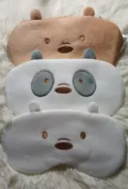 We Bare Bear Sleep Masks - Set of 3 - Soft Plush Eye Masks for Better Sleep