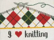 I Love Knitting Hand Painted Needlepoint Canvas