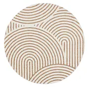 Loopsie Abel Brown and Cream Geometric Washable Round Rug