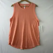 Athleta Breezy Tank Top L Coral Peach Color Sleeveless Relaxed Fit Longer Length