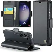 [CASEONJAN] Mobile Phone Case for Samsung Galaxy S23 Plus, RFID Protection, PU Leather Protective Case with Card Slot, Flip Case, Wallet, Shockproof Case for Samsung S23 Plus (Black)