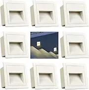 8pcs/3W Wall Recessed Stair Lights,IP65 Waterproof,Warm White,LED Step Night Light Indoor/Outdoor,Aluminum,Garden Lighting Deck Balcony,White Cover,for Stairs,Corridors,Steps