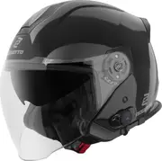 Bogotto H586 BT Solid Bluetooth Jet Helmet, black, Size L for Men