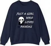 [X.Style] Just a Girl who Loves Pandas Cute Bear Panda ds022 Sweater Navy 2XL