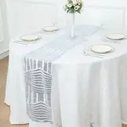 12"x108" SILVER Tulle TABLE RUNNER Sequins Geometric Pattern Party Decorations