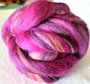 VARIEGATED WOOL ROVING - PURPLES - PLUMS - PINKS - 3.5 OZ