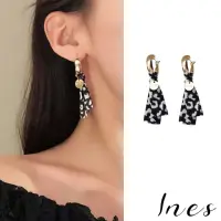在飛比找momo購物網優惠-【INES】韓國設計925銀針法式復古豹紋迷你吊牌造型耳環(