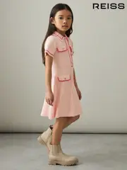 Reiss Pink Sofia 9-13 yrs Rib-Knit Button-Down Dress (AU9704) | $140