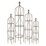 4pc Garden Rust Metal Oblisque Display Stand Set Outdoor Home/Yard Patio Decor