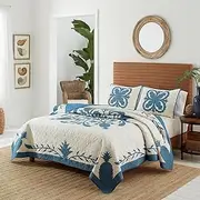 [Tommy Bahama] Queen Quilt, Soft Cotton Bedding, Coastal Home Decor, Oeko-Tex Certified (Aloha Pineapple Blue, Queen)