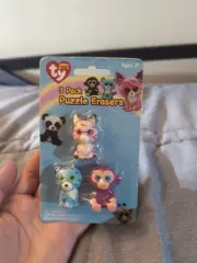Ty Beanie Boos 3 Pack Puzzle Erasers School Supplies Monkey Tiger? Zebra?