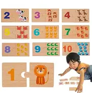 Math Number Puzzle, 1-10 Wooden Math Manipulatives Games, Homeschool Supplies, Preschool Learning Activities, Educational Counting Toys for Holiday Birthday