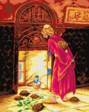 Printed Canvas for Tapestry Gobelin "The Tortoise Trainer." 2705