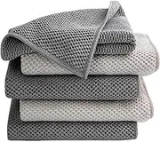 ALMERIA Home+ Ultra Absorbent Waffle Weave Dish Towels - Quick Drying Kitchen Cleaning Cloths, Grey, 30x30 cm, 6-Pack - Premium Soft & Eco-Friendly Dishcloths