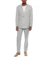 Brunello Cucinelli 2pc Wool, Linen, & Silk-Blend Suit with Pleated Pant
