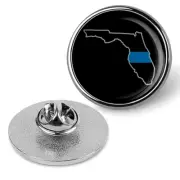 Law Enforcement Thin Blue Line Florida State Brooches & Pins - Silver