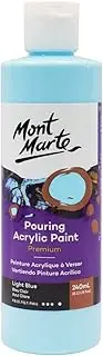 MONT MARTE Premium Pouring Acrylic Paint, 240ml (8.11oz), Light Blue, Pre-Mixed Acrylic Paint, Suitable for a Variety of Surfaces Including Stretched Canvas, Wood, MDF and Air Drying Clay