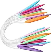ElgnAura Plastic Circular Tube Knitting Kit, 12 PCS Knitting Needles Set with Colorful Double Pointed Needles 3.5mm to 12mm (40CM Long)