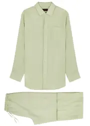 Desmond & Dempsey Linen Pyjama set - Green L (UK14 / L)