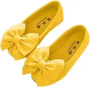 [Vokamara] Faux Suede Bow Round Toe Ballet Flats Slip On Shoes (Little Kid/Big Kid) Yellow Size: 6 Toddler