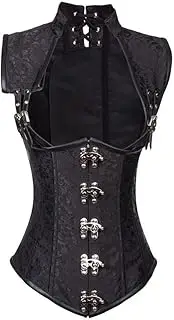 [SWEPER] Women'S Bustier Corset Top - Black Brocade Gothic Corset Underbust Jacket Vest S-6Xl Corsets And Bustiers Strap Bustier Steampunk Retro Corselet,Black,M