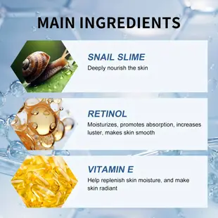 Ruoall Snail Mucin 92% 保濕霜,適合乾性皮膚的日常面部凝膠霜,敏感肌膚,晚霜,用於撫平細紋和黑眼圈
