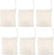 TENOL 6 Pieces Soap Bag Pouch Portable Soap Mesh Bag Foaming Net Mesh for Bathroom Foaming and Drying Bathing, Knotting