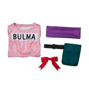 Bulma Cosplay Costume Pink Dress Headwear Purple Scarf Belt Bag Full Set for Women's Halloween Cosplay Costume Wig Only costumes set XL