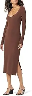 [The Drop] Women's Cameron Ribbed Sweetheart Neckline Midi Sweater Dress