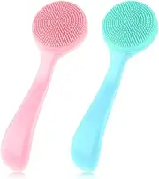 Face Brush - Pack of 2 Silicone Face Scrubbers Deep Cleansing & Exfoliating - Manual Facial Cleansing Brush - Removes Blackheads & Makeup Residue (Pink，Blue, One size)