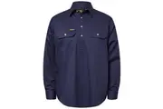 Workcraft Mens 1/2 Button Cotton Shirt WS3029 - Navy