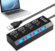 USB Hub for Laptop - Portable Multi-Port Data Adapter | Compact Anti-Slip USB Hub with Independent Button for Remote Work Game Setup Studio Travel Classroom Co-Working Space Photography Video